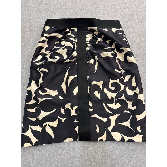 Vintage Milly New York Silk Rouched Black and Cream Skirt -Size 4 - Picture 2 of 6
